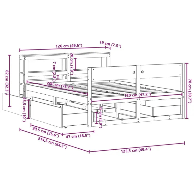 Bedframe van massief grenenhout met opbergruimte voor elke slaapkamer - Bedden & bedframes