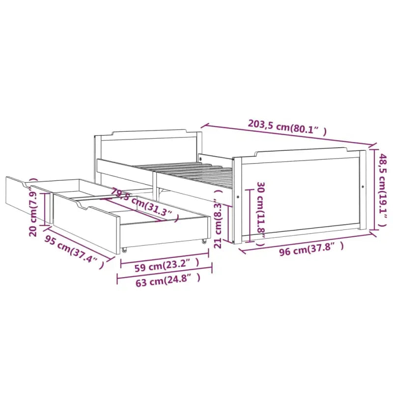 Bedframe van massief grenenhout met rustieke uitstraling - Bedden & bedframes
