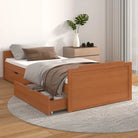 Bedframe van massief grenenhout met rustieke uitstraling - Honingbruin - Bedden & bedframes