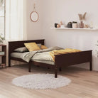 Bedframe van massief grenenhout met tijdloos en eenvoudig ontwerp - Donkerbruin / 160 x 200 cm - Bedden & bedframes