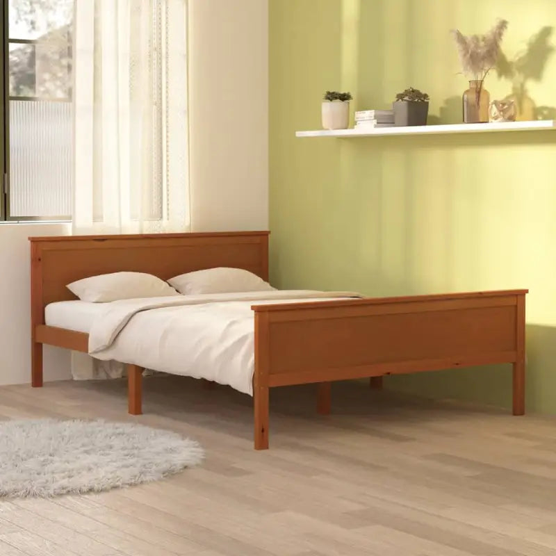 Bedframe van massief grenenhout met tijdloos en eenvoudig ontwerp - Honingbruin / 120 x 200 cm - Bedden & bedframes