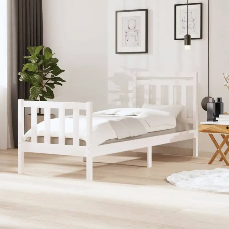 Bedframe van massief grenenhout met tijdloos ontwerp voor de slaapkamer - Wit / 90 x 190 cm - Bedden & bedframes