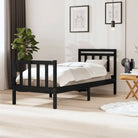 Bedframe van massief grenenhout met tijdloos ontwerp voor de slaapkamer - Zwart / 75 x 190 cm - Bedden & bedframes