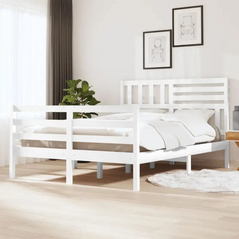Bedframe van massief grenenhout met tijdloos ontwerp voor slaapkamer - Wit / 120 x 190 cm - Bedden & bedframes
