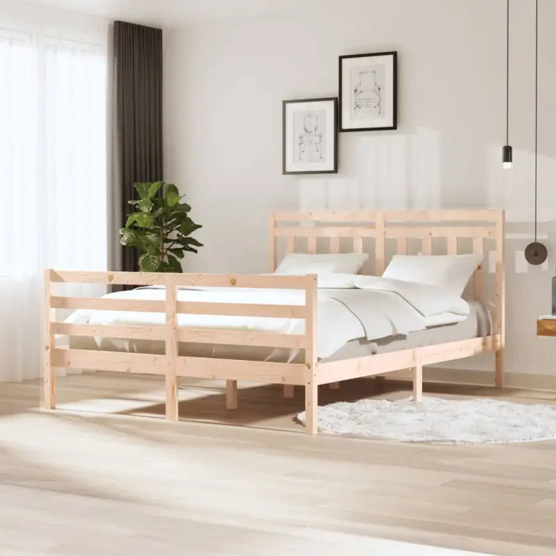 Bedframe van massief grenenhout met tijdloos ontwerp voor slaapkamer - Naturel / 160 x 200 cm - Bedden & bedframes