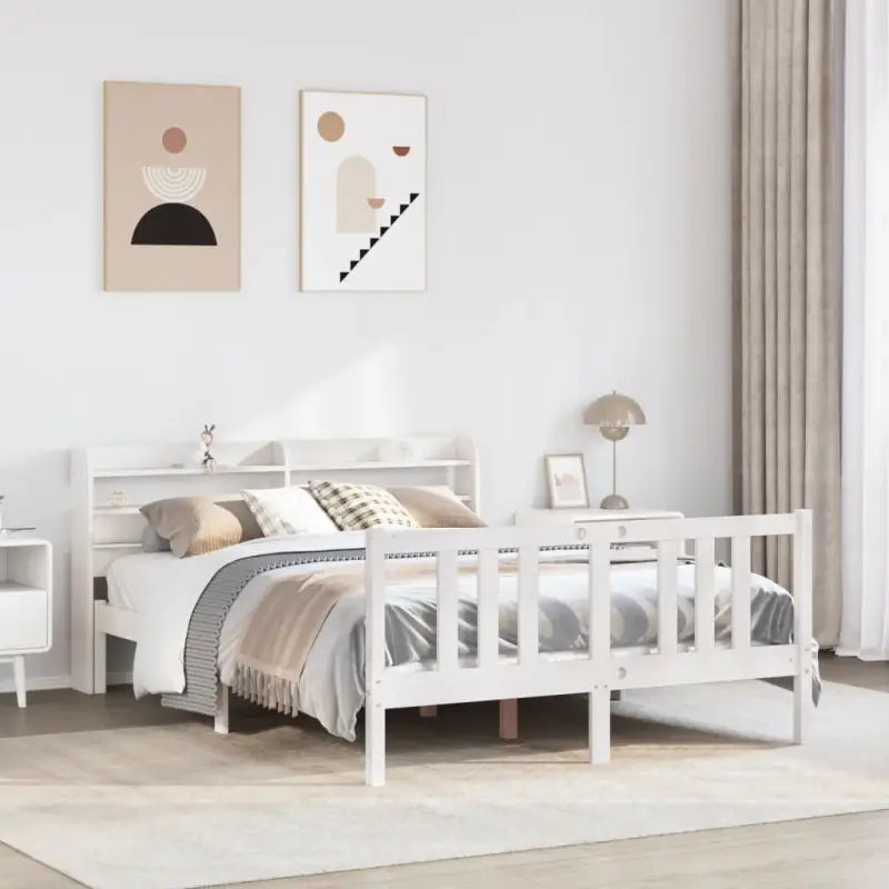 Bedframe van massief grenenhout voor een comfortabele en natuurlijke slaap - Wit / 150 x 200 cm - Bedden & bedframes