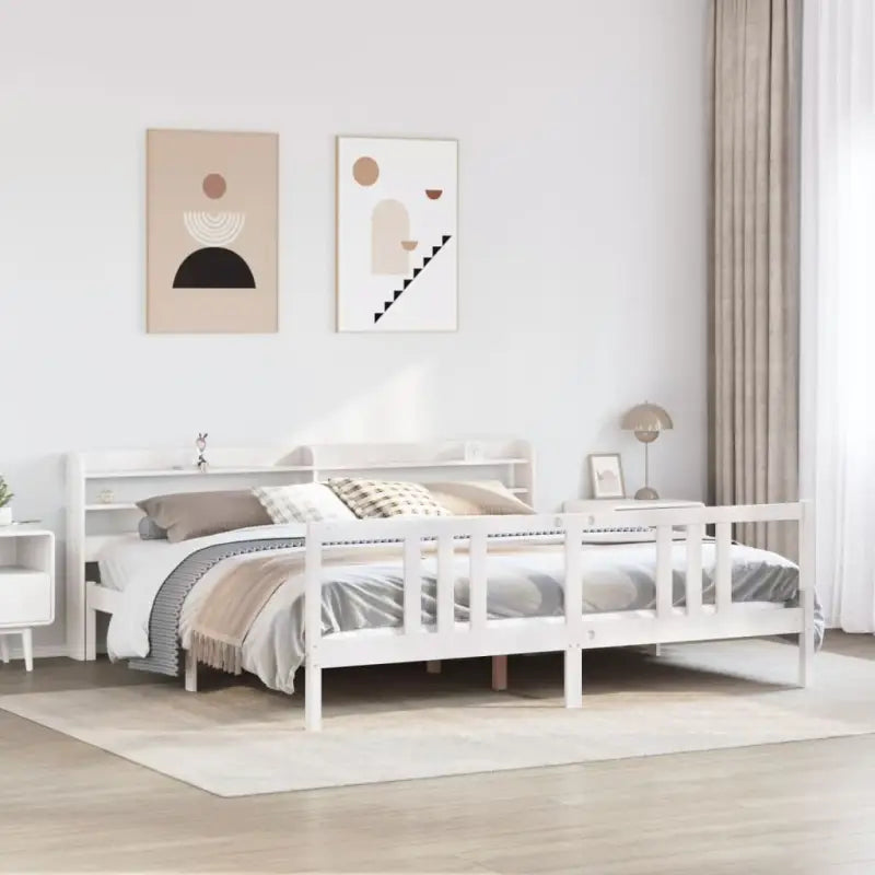 Bedframe van massief grenenhout voor een comfortabele en natuurlijke slaap - Wit / 200 x 200 cm - Bedden & bedframes