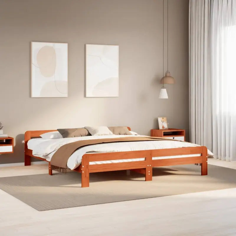 Bedframe van massief grenenhout voor een goede nachtrust - Wasbruin / 180 x 200 cm - Bedden & bedframes