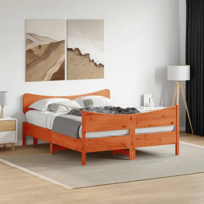 Bedframe van massief grenenhout voor een goede nachtrust - Wasbruin / 140 x 190 cm - Bedden & bedframes
