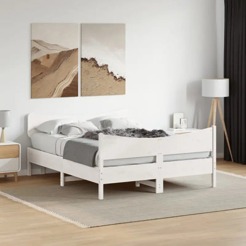 Bedframe van massief grenenhout voor een goede nachtrust - Wit / 140 x 200 cm - Bedden & bedframes
