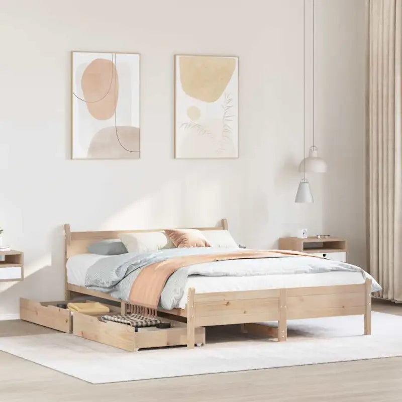 Bedframe van massief grenenhout voor een stabiele en duurzame slaapplaats - Naturel / 150 x 200 cm - Bedden & bedframes