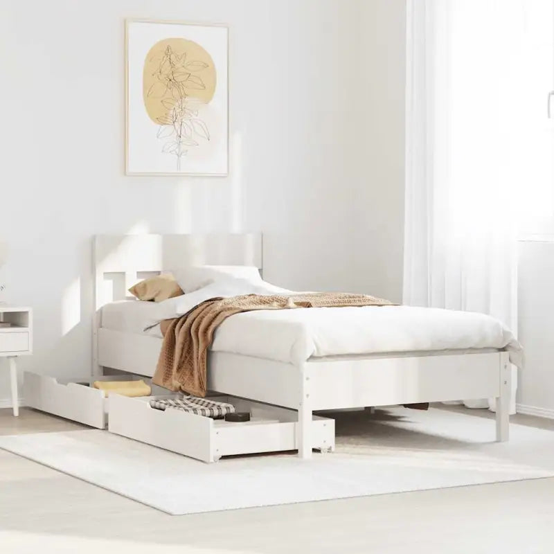 Bedframe van massief grenenhout voor een stabiele en duurzame slaapkamer - Wit / 90 x 190 cm - Bedden & bedframes