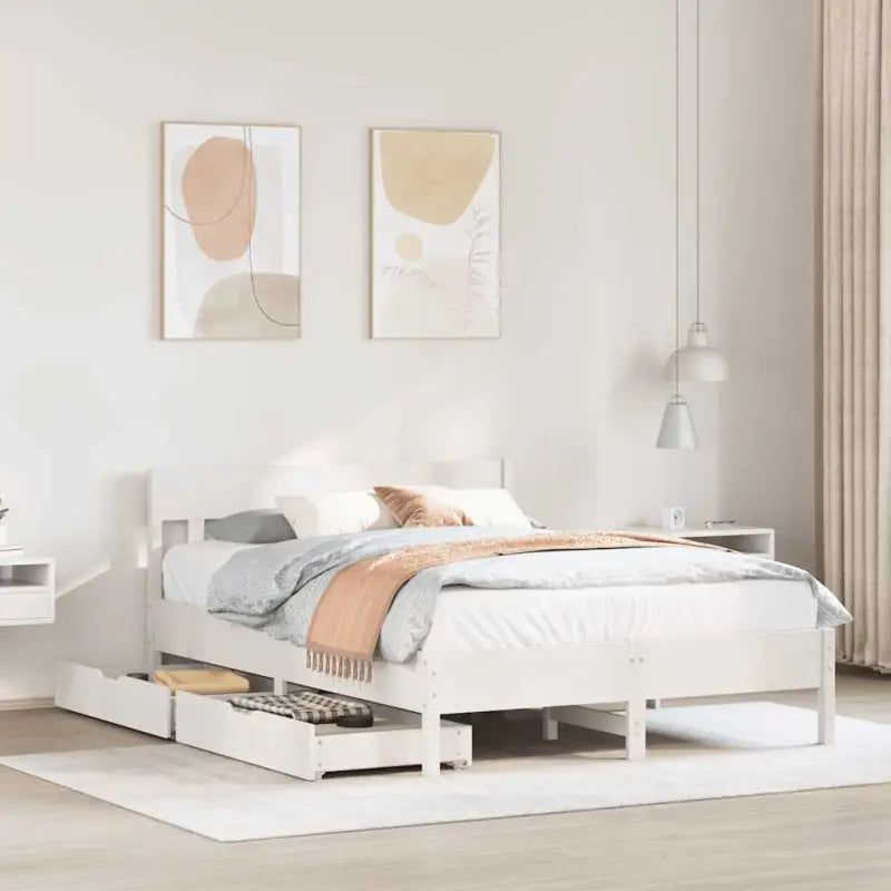 Bedframe van massief grenenhout voor een stabiele en duurzame slaapkamer - Wit / 120 x 190 cm - Bedden & bedframes