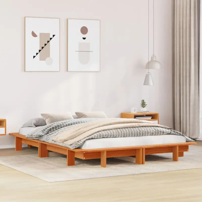 Bedframe van massief grenenhout voor een stabiele en duurzame slaapkamer - Wasbruin / 120 x 200 cm - Bedden & bedframes