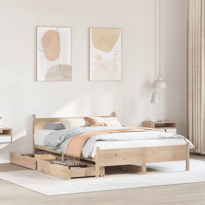 Bedframe van massief grenenhout voor een stabiele en duurzame slaapplaats - Naturel / 120 x 200 cm - Bedden & bedframes