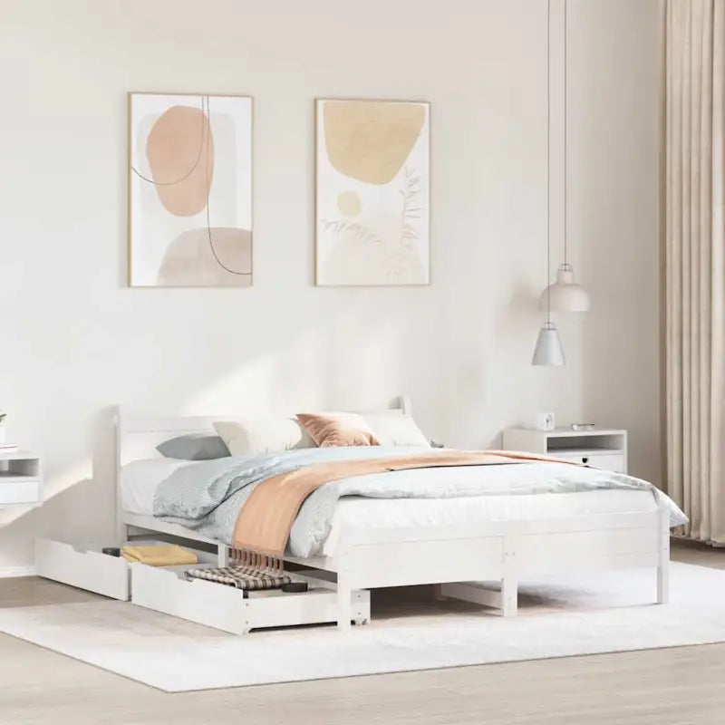 Bedframe van massief grenenhout voor een stabiele en duurzame slaapplaats - Wit / 150 x 200 cm - Bedden & bedframes