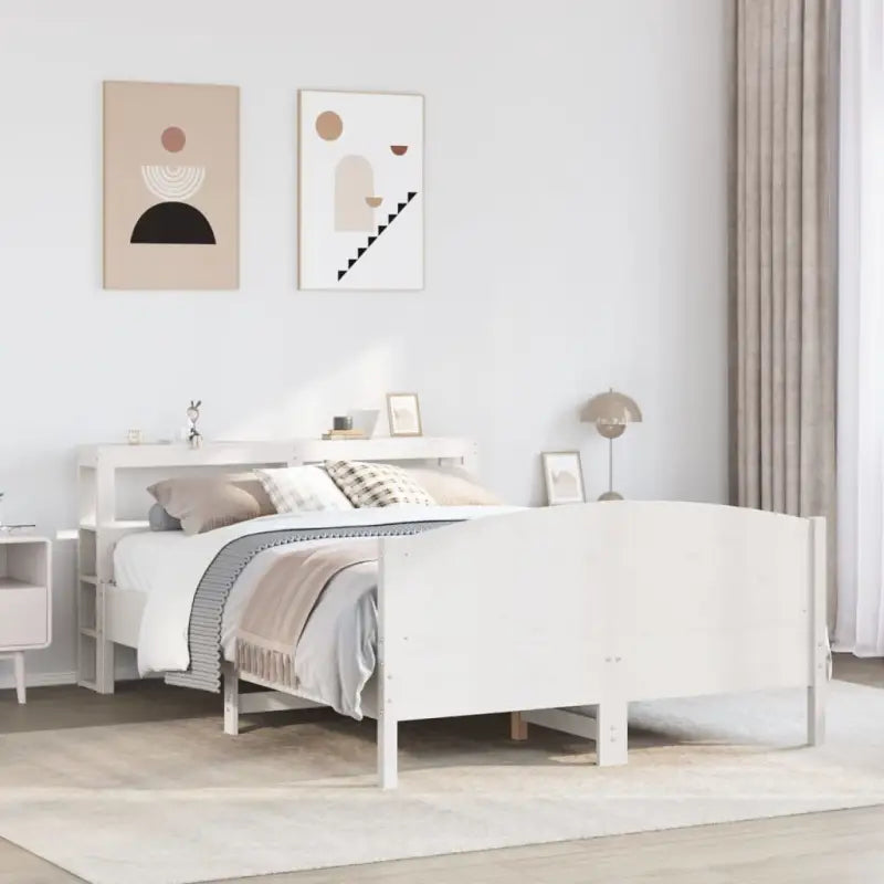 Bedframe van massief grenenhout voor een stabiele en duurzame slaapkamer - Wit / 135 x 190 cm - Bedden & bedframes