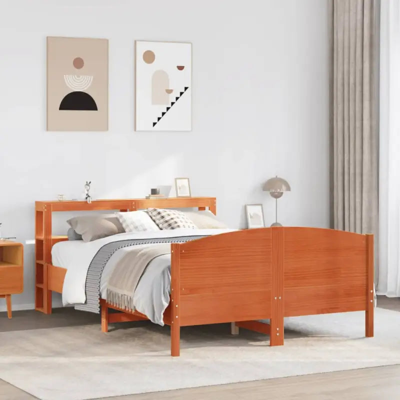 Bedframe van massief grenenhout voor een stabiele en duurzame slaapkamer - Wasbruin / 140 x 190 cm - Bedden & bedframes