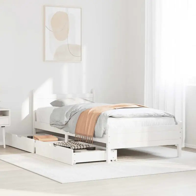 Bedframe van massief grenenhout voor een stabiele en duurzame slaapplaats - Wit / 100 x 200 cm - Bedden & bedframes