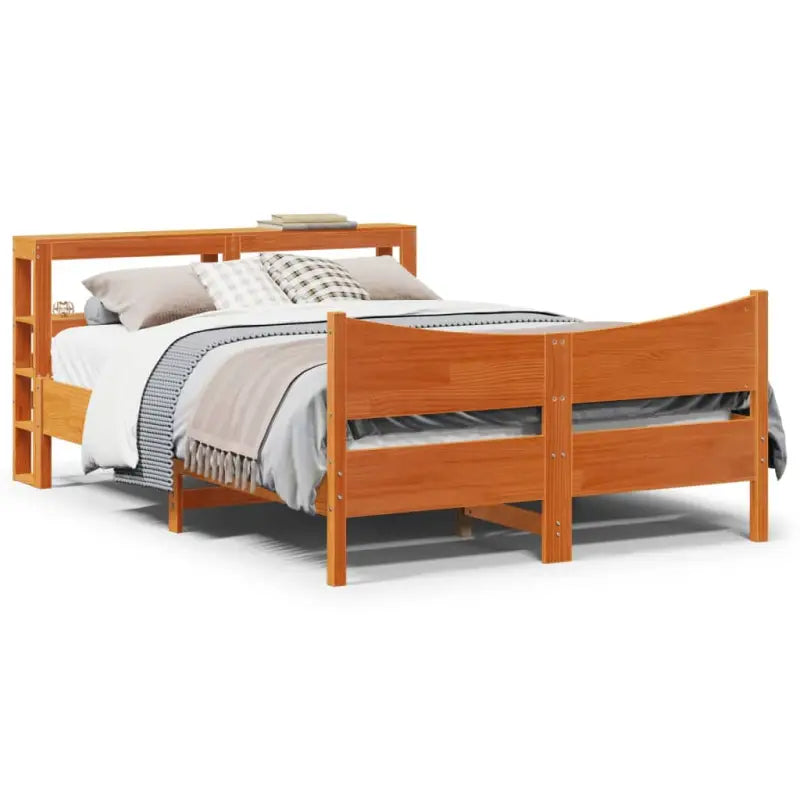 Bedframe van massief grenenhout voor een stabiele en duurzame slaapplaats - Wasbruin / 135 x 190 cm - Bedden & bedframes