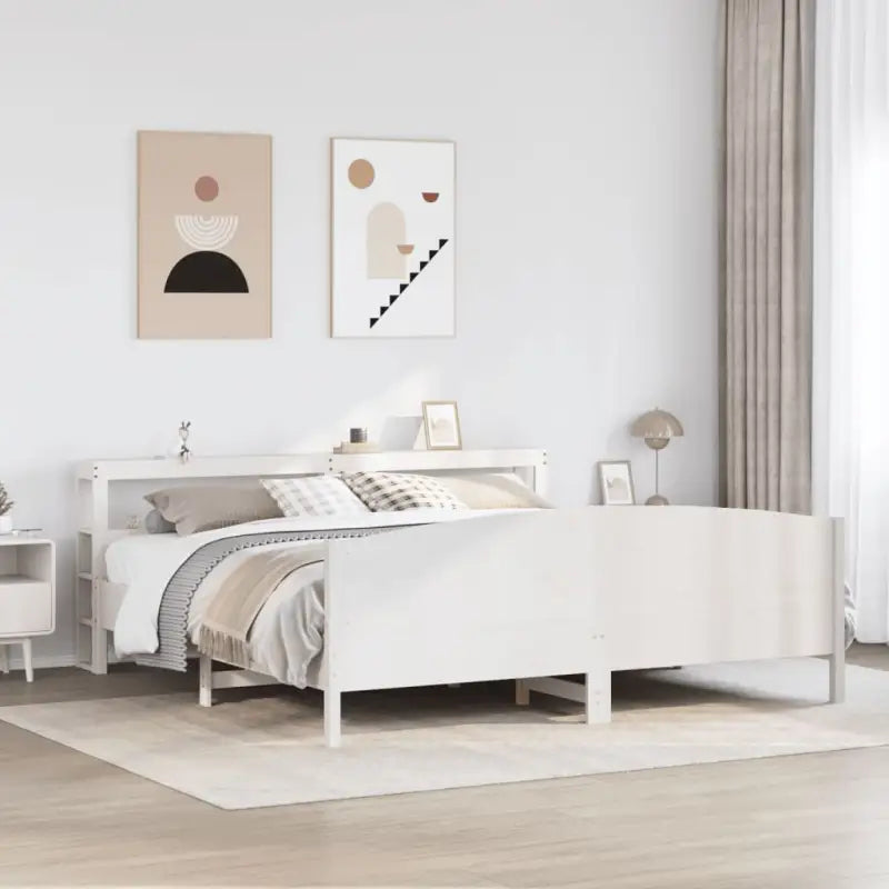 Bedframe van massief grenenhout voor een stabiele en duurzame slaapkamer - Wit / 200 x 200 cm - Bedden & bedframes