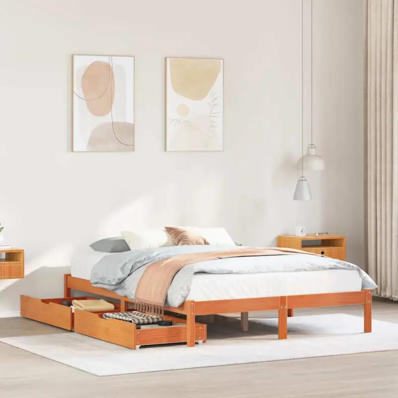 Bedframe van massief grenenhout voor een stabiele en duurzame slaap - Wasbruin / 150 x 200 cm - Bedden & bedframes