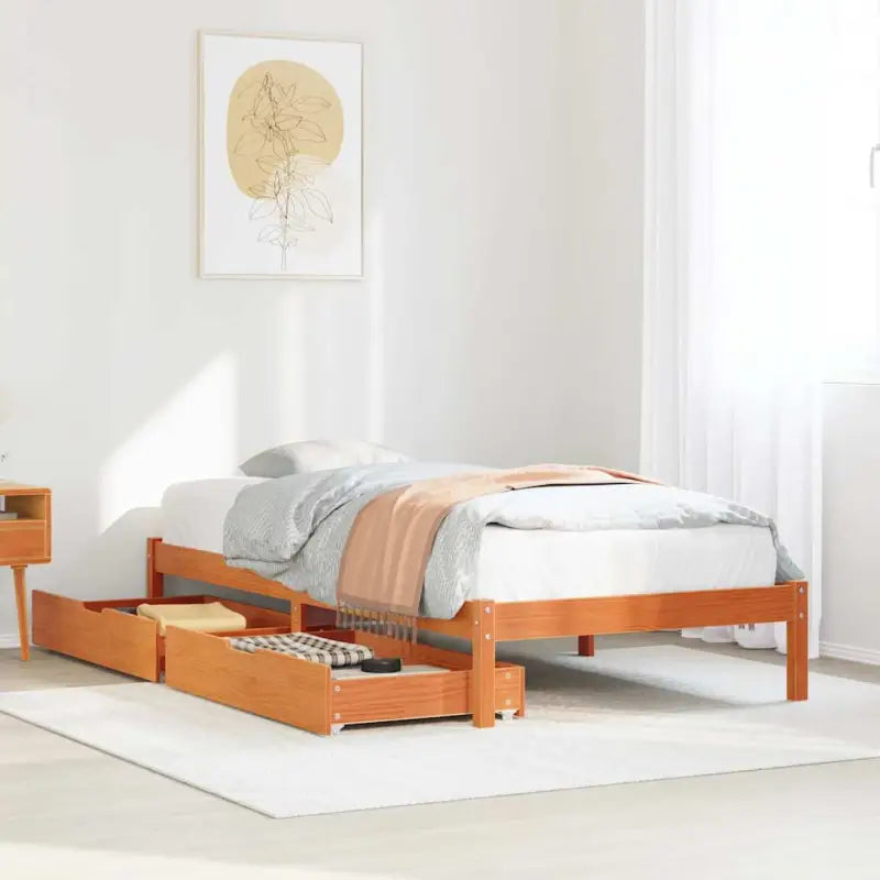 Bedframe van massief grenenhout voor een stabiele en duurzame slaap - Wasbruin / 100 x 200 cm - Bedden & bedframes
