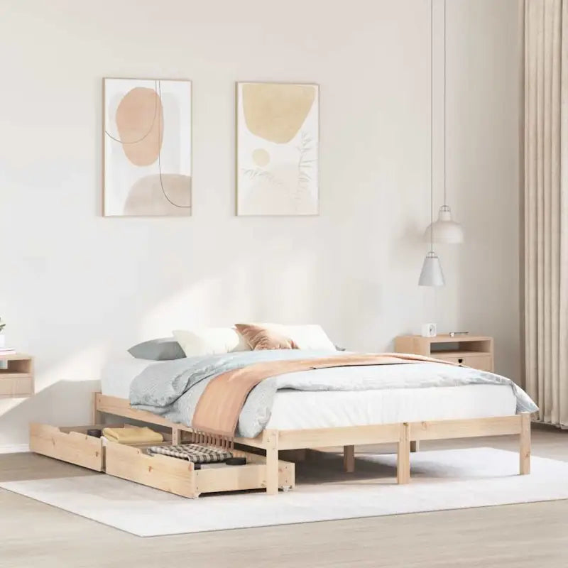 Bedframe van massief grenenhout voor een stabiele en duurzame slaap - Naturel / 140 x 200 cm - Bedden & bedframes