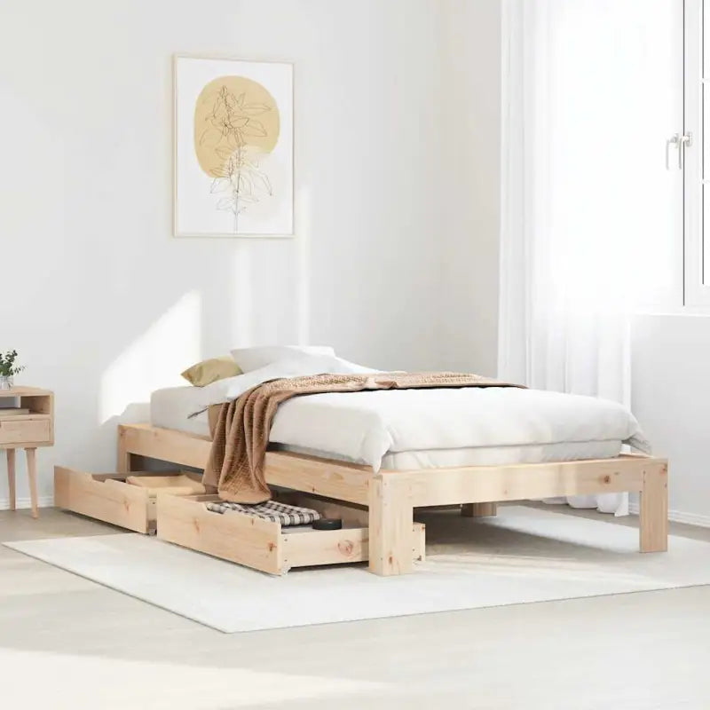 Bedframe van massief grenenhout voor een stabiele nachtrust - Bruin / 90 x 200 cm - Bedden & bedframes
