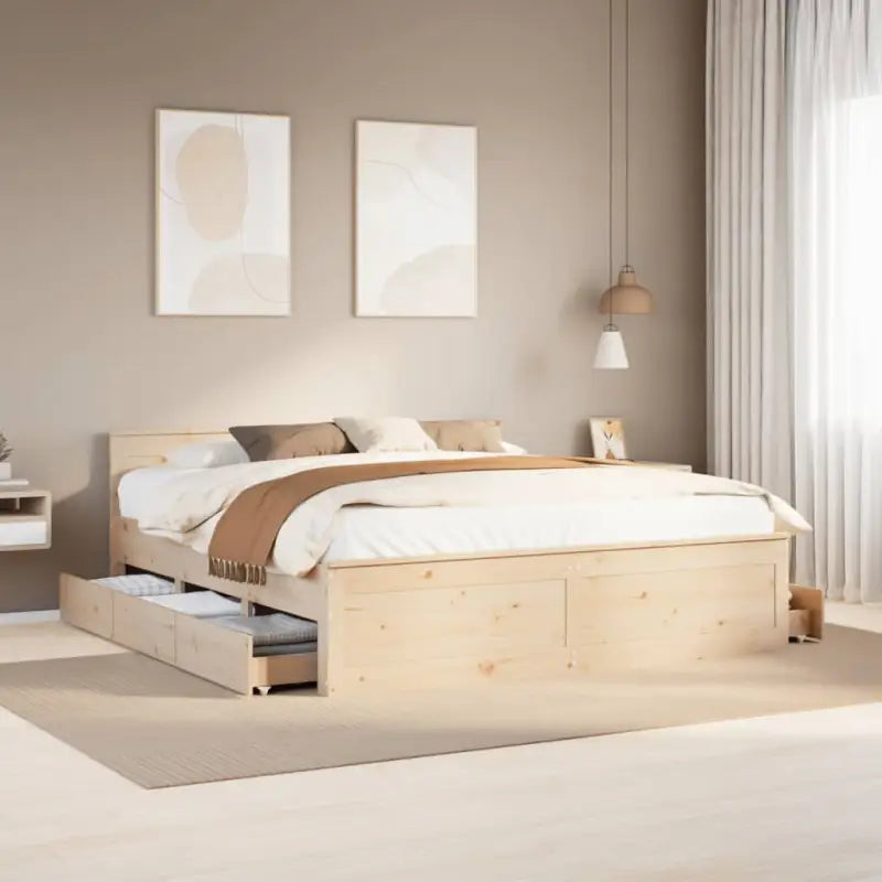 Bedframe van massief grenenhout voor een stabiele nachtrust - Naturel / 180 x 200 cm - Bedden & bedframes