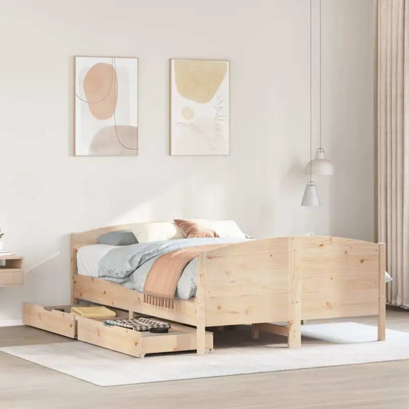 Bedframe van massief grenenhout voor een stabiele nachtrust - Naturel / 135 x 190 cm - Bedden & bedframes