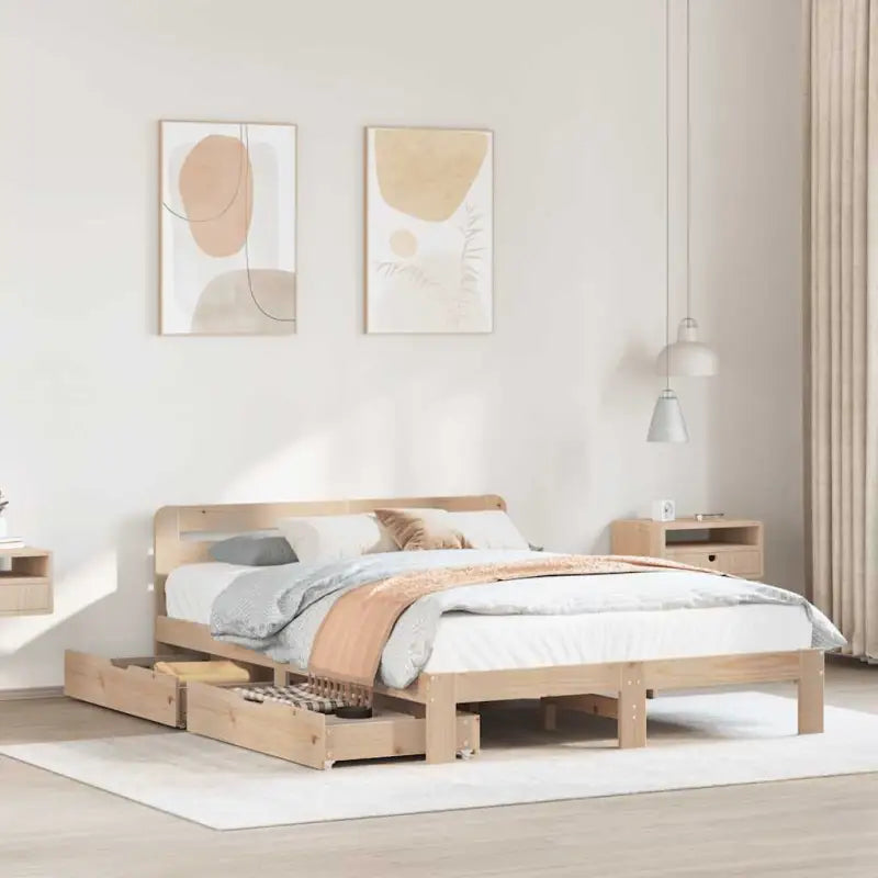 Bedframe van massief grenenhout voor een stabiele nachtrust - Naturel / 120 x 200 cm - Bedden & bedframes