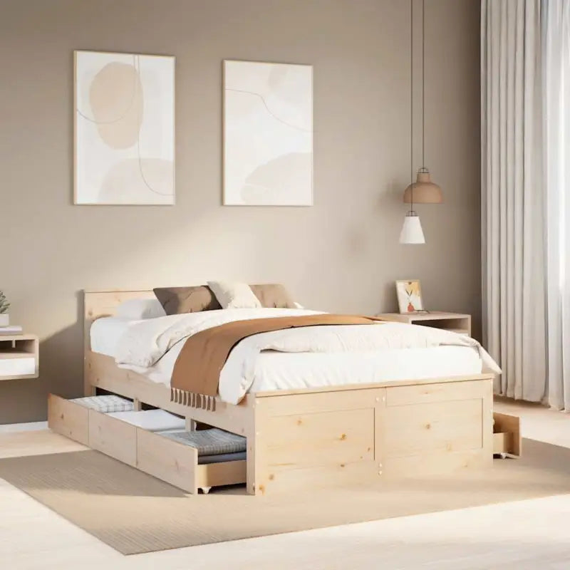 Bedframe van massief grenenhout voor een stabiele nachtrust - Naturel / 135 x 190 cm - Bedden & bedframes