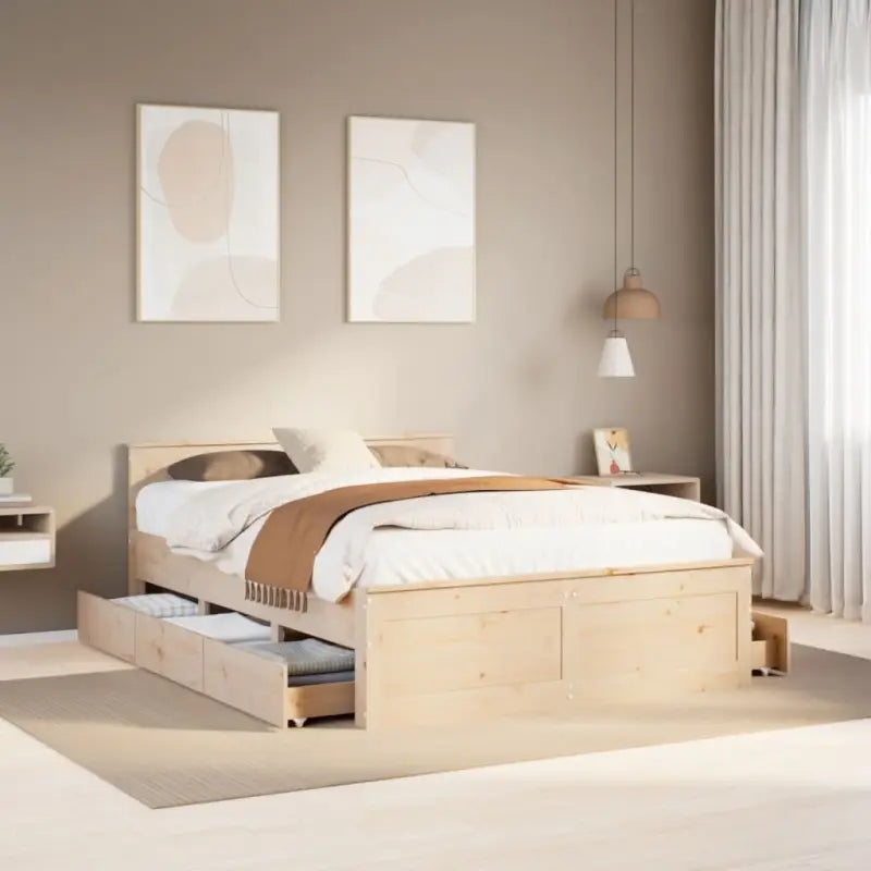 Bedframe van massief grenenhout voor een stabiele nachtrust - Naturel / 140 x 200 cm - Bedden & bedframes