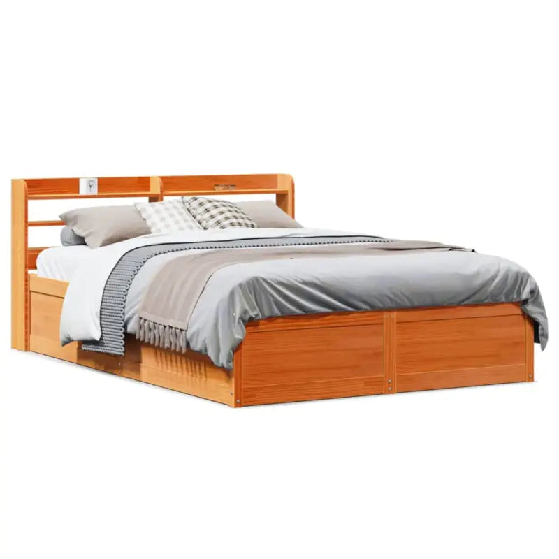 Bedframe van massief grenenhout voor een stabiele nachtrust - Wasbruin / 140 x 190 cm - Bedden & bedframes