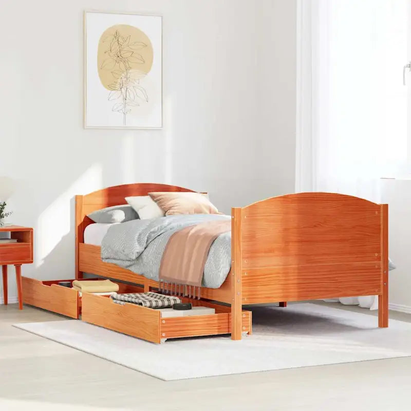 Bedframe van massief grenenhout voor een stabiele nachtrust - Wasbruin / 90 x 190 cm - Bedden & bedframes