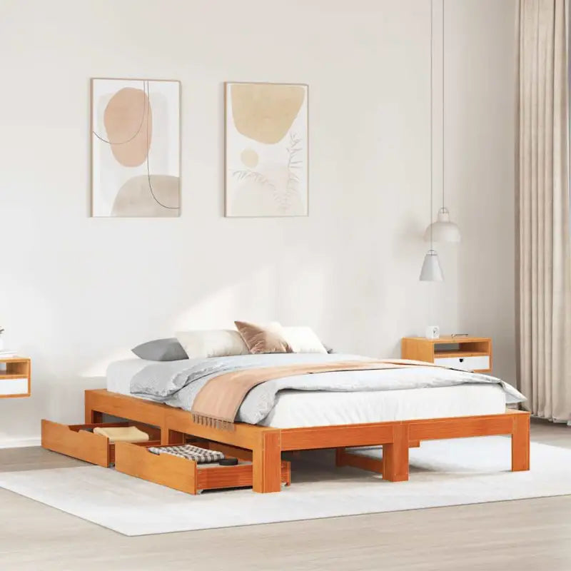 Bedframe van massief grenenhout voor een stabiele nachtrust - Wasbruin / 140 x 200 cm - Bedden & bedframes