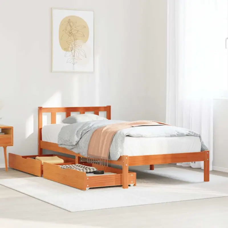 Bedframe van massief grenenhout voor een stabiele nachtrust - Wasbruin / 75 x 190 cm - Bedden & bedframes