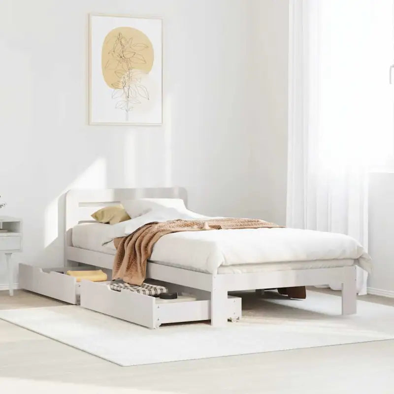 Bedframe van massief grenenhout voor een stabiele nachtrust - Wit / 100 x 200 cm - Bedden & bedframes