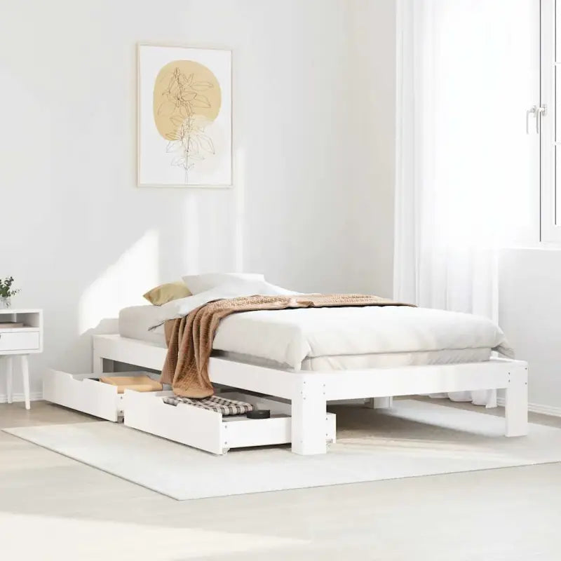 Bedframe van massief grenenhout voor een stabiele nachtrust - Wit / 100 x 200 cm - Bedden & bedframes