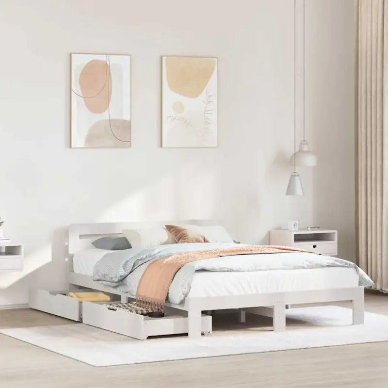 Bedframe van massief grenenhout voor een stabiele nachtrust - Wit / 120 x 200 cm - Bedden & bedframes