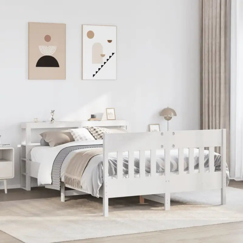 Bedframe van massief grenenhout voor een stabiele nachtrust - Wit / 140 x 190 cm - Bedden & bedframes