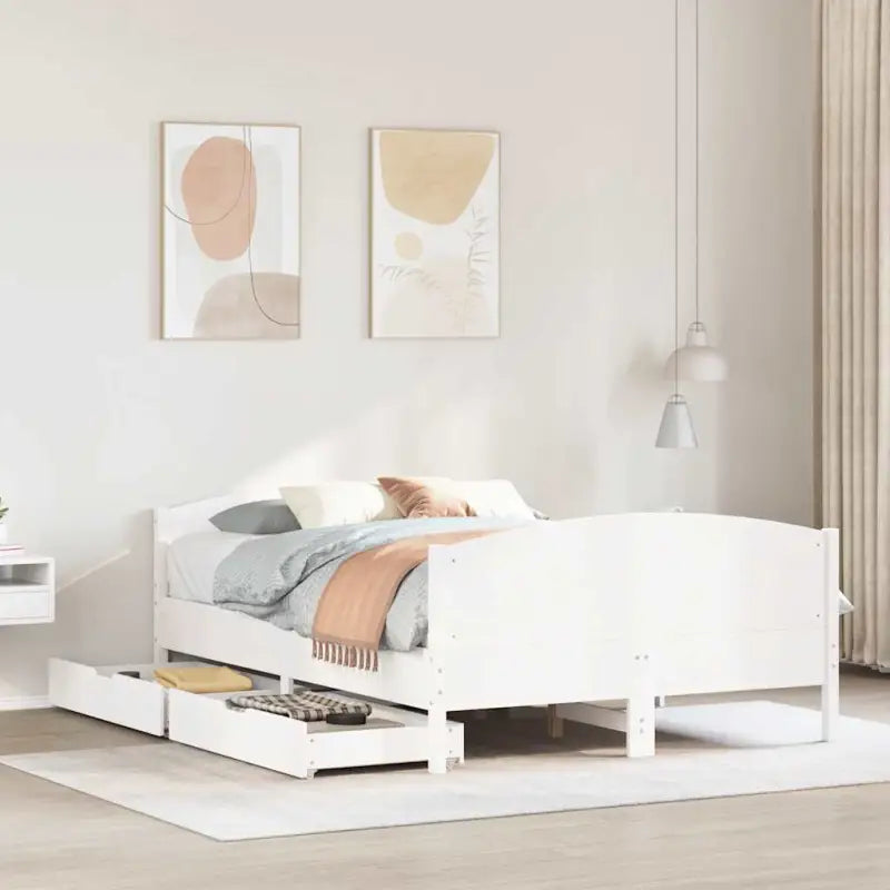 Bedframe van massief grenenhout voor een stabiele nachtrust - Wit / 140 x 190 cm - Bedden & bedframes