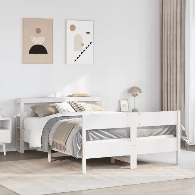 Bedframe van massief grenenhout voor een stabiele nachtrust - Wit / 150 x 200 cm - Bedden & bedframes