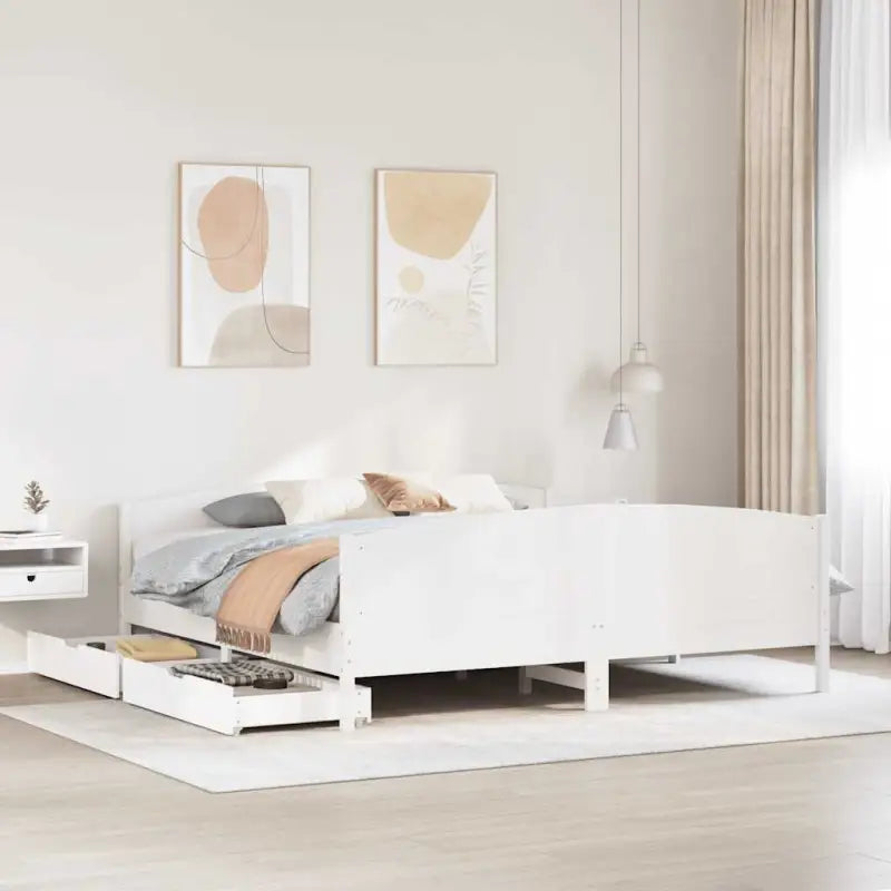 Bedframe van massief grenenhout voor een stabiele nachtrust - Wit / 160 x 200 cm - Bedden & bedframes