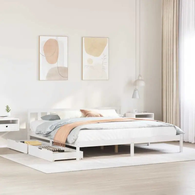 Bedframe van massief grenenhout voor een stabiele nachtrust - Wit / 200 x 200 cm - Bedden & bedframes