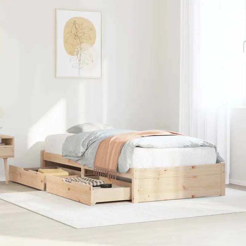 Bedframe van massief grenenhout voor een stabiele slaapbasis - Naturel / 75 x 190 cm - Bedden & bedframes