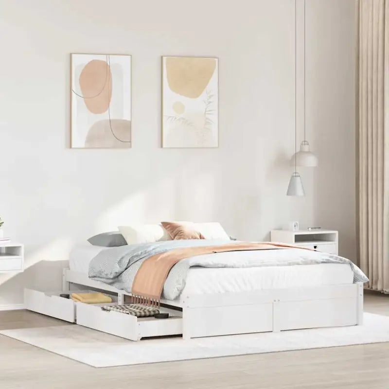 Bedframe van massief grenenhout voor een stabiele slaapbasis - Wit / 120 x 200 cm - Bedden & bedframes