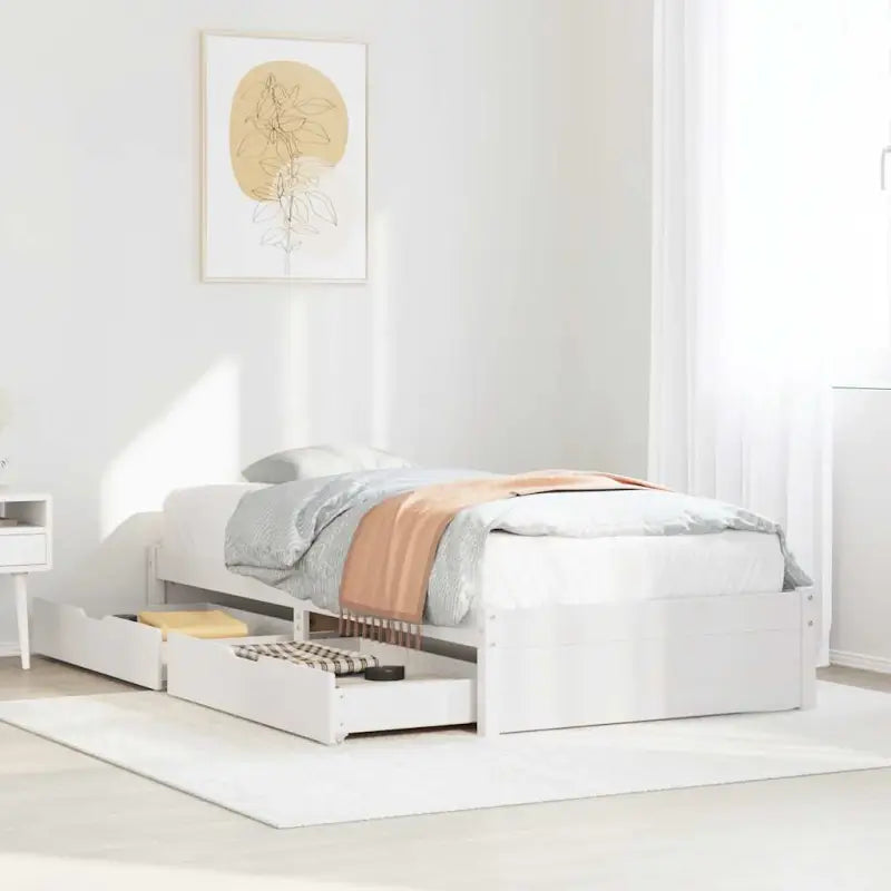 Bedframe van massief grenenhout voor een stabiele slaapbasis - Wit / 90 x 190 cm - Bedden & bedframes