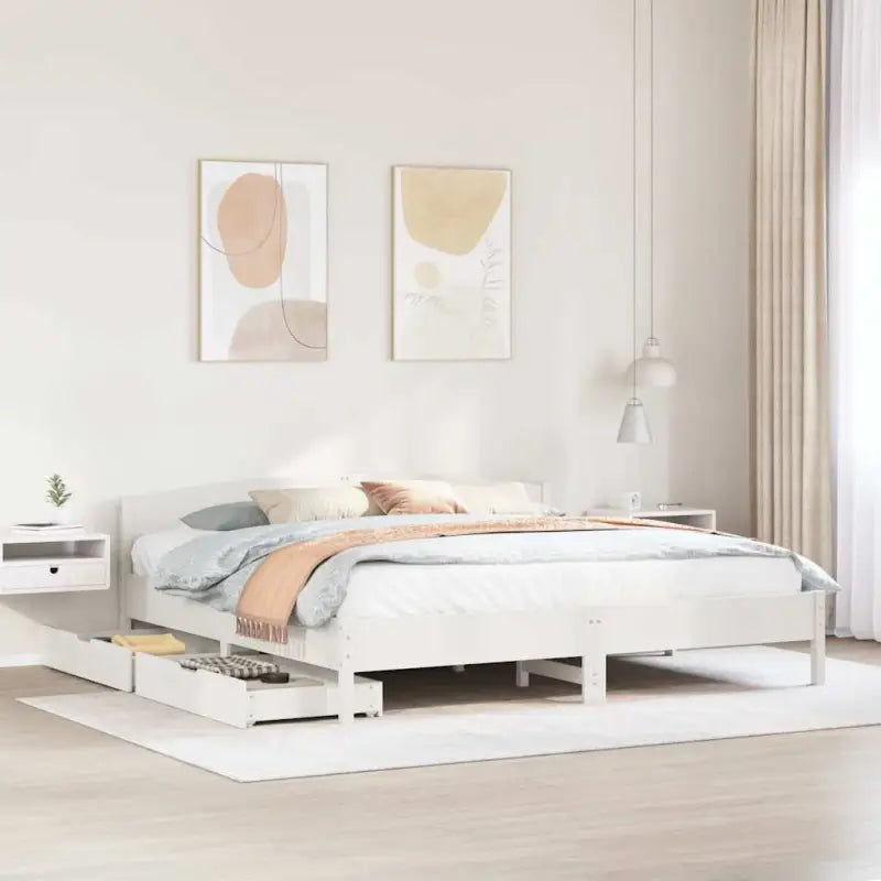 Bedframe van massief grenenhout voor een stabiele slaapkamer basis - Wit / 180 x 200 cm - Bedden & bedframes